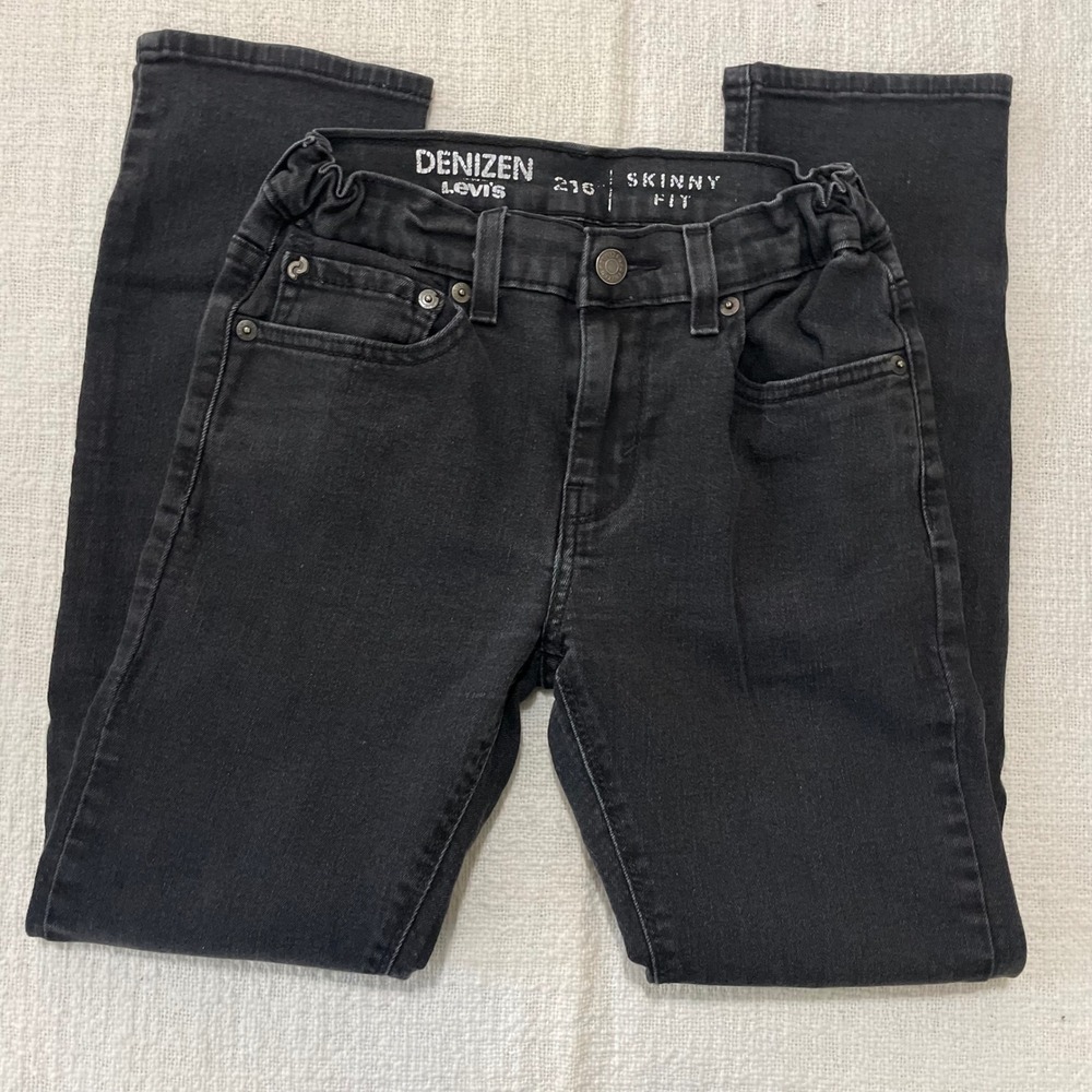 Denizen Levi's 216 Skinny Fit Black Jeans Kids Boys Size 14 Regular Adjustable